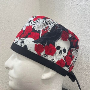 Skulls and Roses Unisex Scrub Surgical Cap