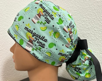 Margarita Time Anesthesia Ponytail Surgical Scrub Cap Nurse cap Doctor cap  Tech cap