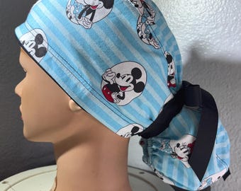Ponytail Surgical Scrub Cap - Mickey Mouse Print