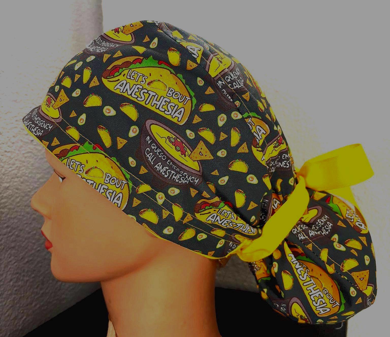 Let's Taco Bout Anesthesia Ponytail Surgical Scrub Cap