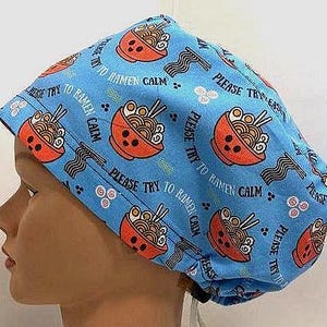 Try to Ramen Calm Euro Surgical Scrub Cap Nurse Tech OR Doctor cap