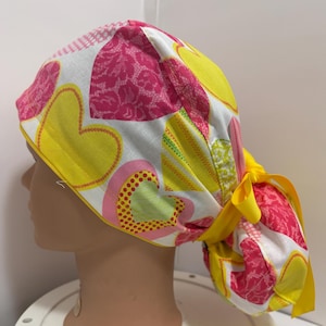 Hearts Ponytail Surgical Scrub cap