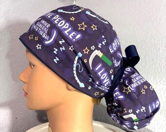 I LOVE PEOPLE Ponytail Surgical Scrub Cap