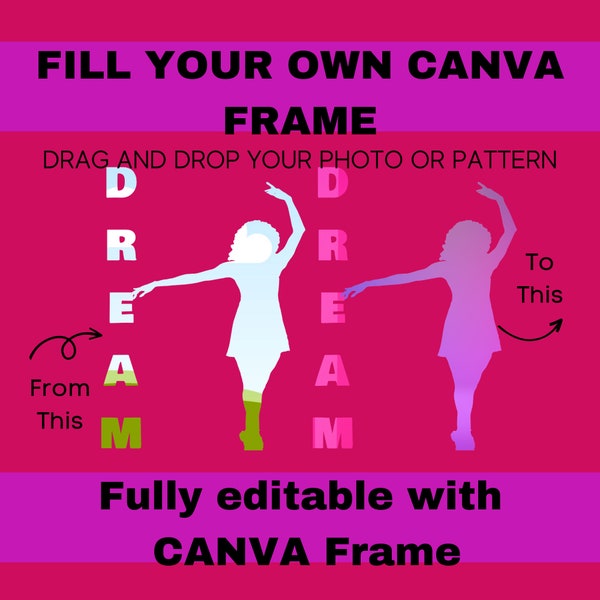 Dream Editable Canva frame, Canva Word art, digital word art, digital template, word clip art
