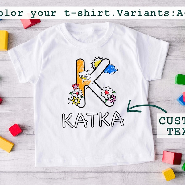Dipingi la tua camicia. T-shirt come libro da colorare. T-shirt per bambini. Un regalo per un bambino. T-shirt con monogramma e ape. T-shirt ecologica.