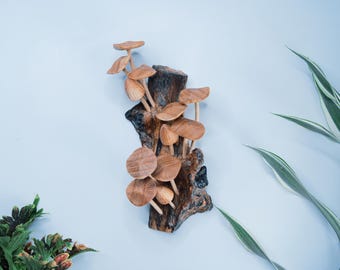 Pilz-Wand-Dekor | Rustikale Pilz Kunst | Handgefertigte Holzwandbehang | Pilz Holzschnitzerei für Weihnachtsgeschenk