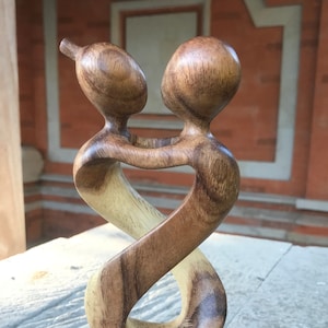 Wooden Huging Couple Abstract, Wood Statue, Wood Carving, Love Figure, Aesthetic Room Decor, Apartment Decor, Gift For Couple, Girlfriend
