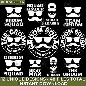 Colección SVG PNG de escuadrón de novios / Diseños de camisetas grupales para despedidas de soltero para padrinos y padrinos / Descargas digitales para Cricut y Silhouette