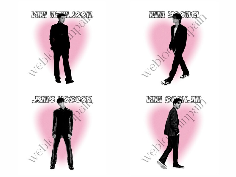 BTS Minimalistic (black and White + Pink) Digital Printable Square ...