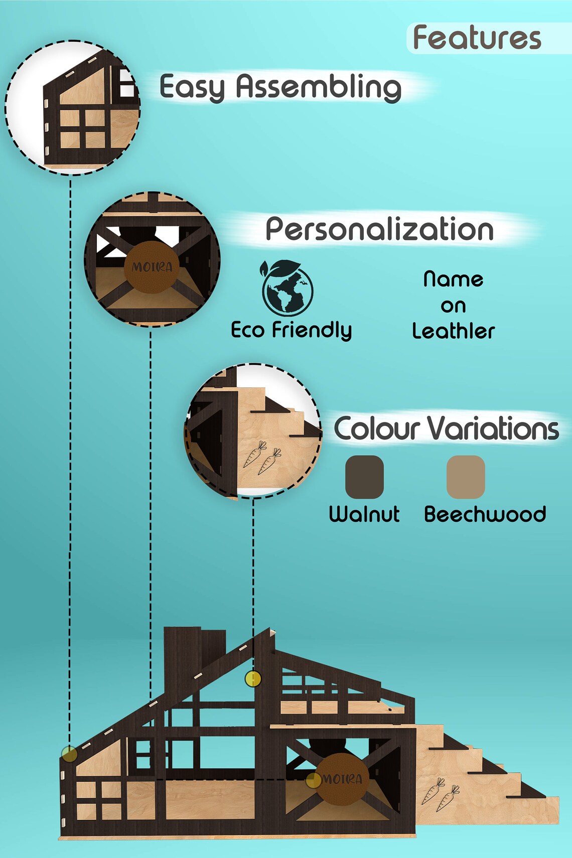 Modern Wooden Rabbit House Personalizable Bunny Castle Etsy