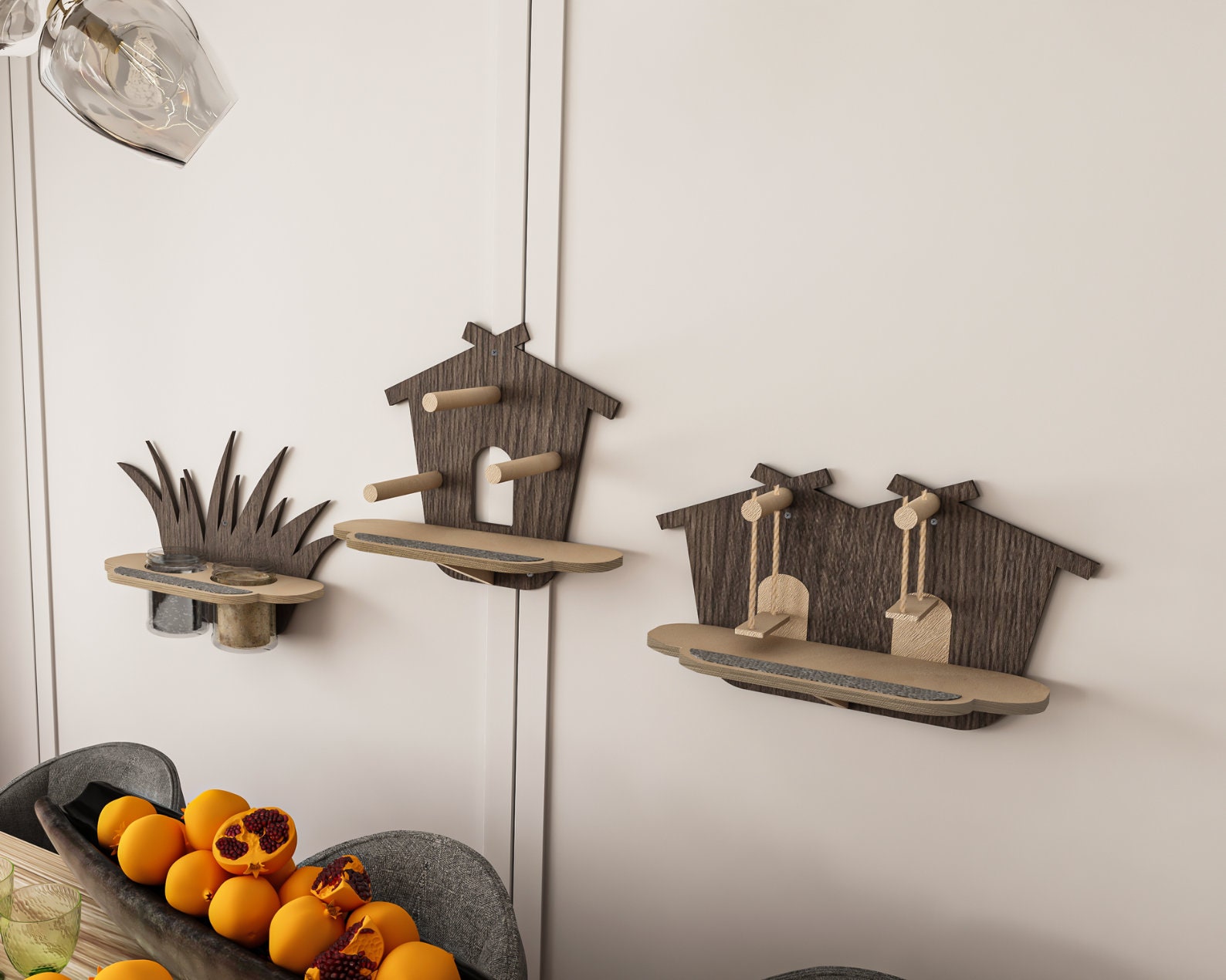 Wall mounted top bird perch