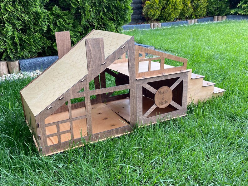 Modern Wooden Rabbit House Personalizable Bunny Castle Etsy