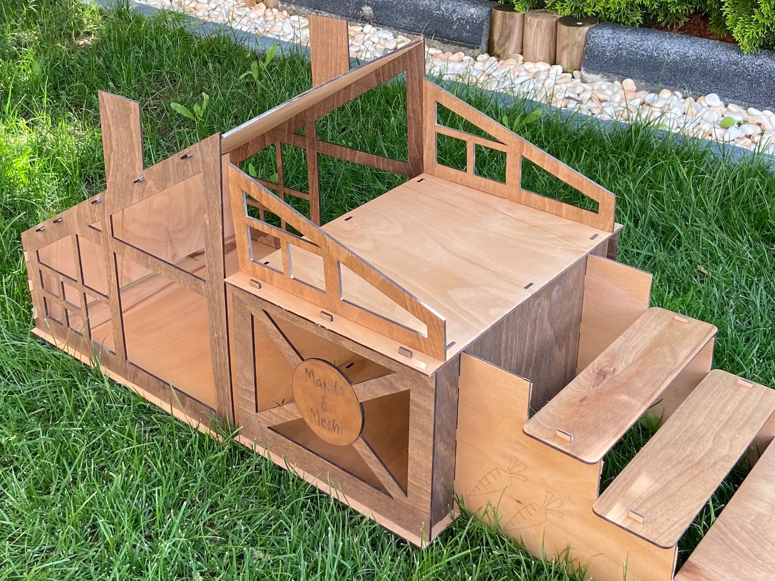 Modern Wooden Rabbit House Personalizable Bunny Castle Etsy