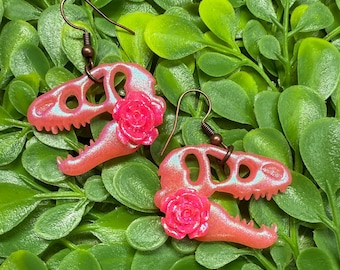 Pink Lemonade Skullies, T-Rex Dangle Earrings!