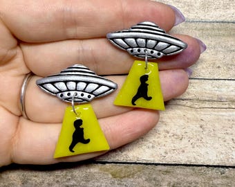 Dino nabber Spaceship Dangles! Handmade by me!