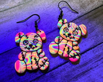 Blacklight Teddy Zombies Handmade by me!