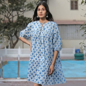 Women Boho Floral Print Summer Short Sleeve Midi Dress