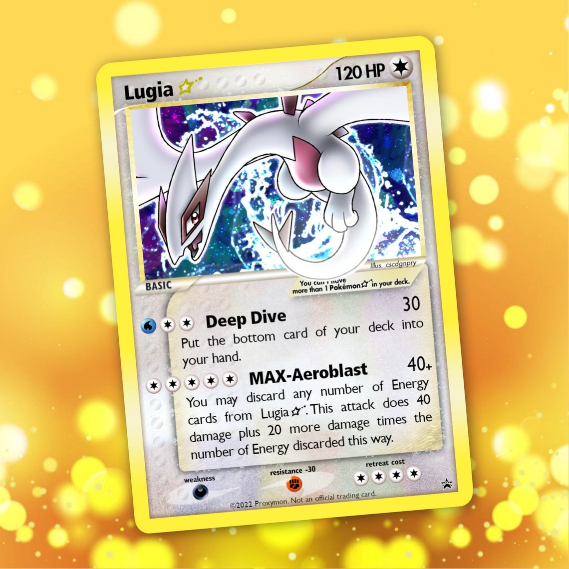 Lugia Gold Star Custom Pokemon Card PROXY Etsy