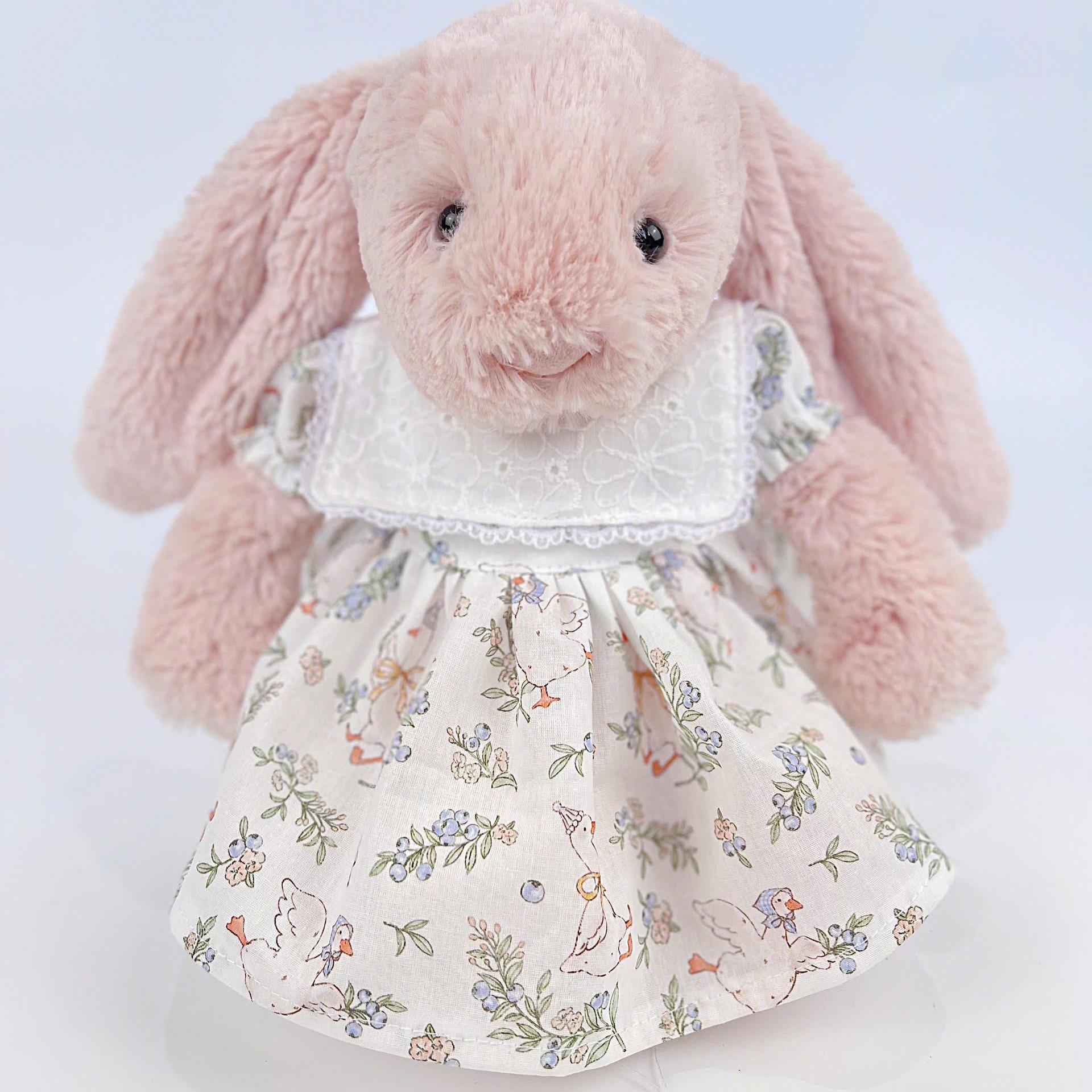 Jellycat bunny clothes, Bunny Wearing Apron & Hair Bow, Custom Sizes for Bunnies, Gift or kid's room decor, handmade bunny clothes