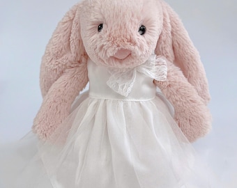 ハンドメイド　白うさぎちゃん　チュチュドレス 手作りのウサギの服、ウサギ用のピンクのプリンセスチュチュドレス