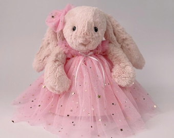 Handmade Fluffy Tutu Dress for Jellycat Bunny Doll, Colorful tutu dresses for stuffed animals,special gift for granddaughter