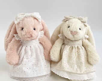 Handmade outfit for Jellycat bunnies, Outfits for Jellycat doll models, Outfits for Bunny Dolls, Dresses in multiple sizes.