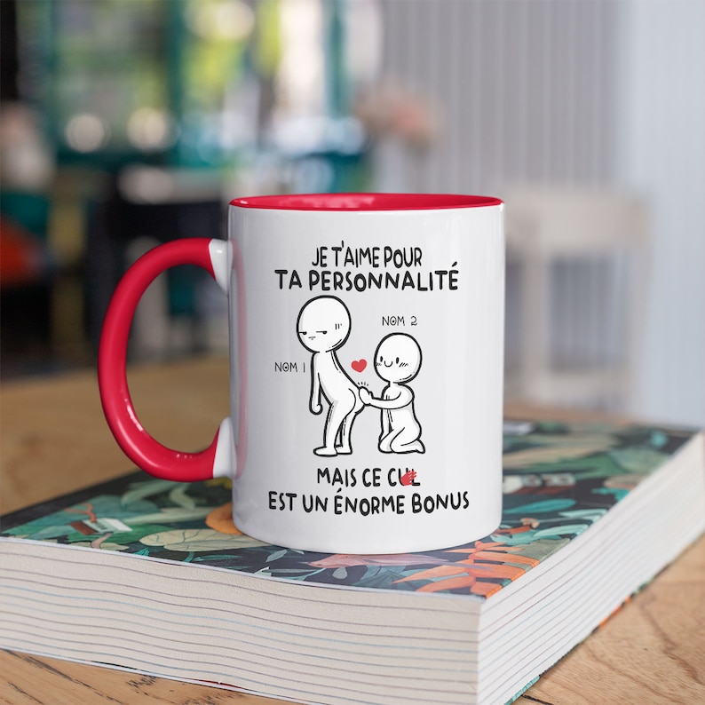 Mug Couple Personnalisé Humour - Tasse Cadeau Drôle Rigolo Fun Pour Les Amoureux – Je T'aime Pour Ta Personnalité Mais Ce Cul Est Bonus image 6