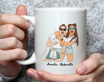 Mug Portrait Illustré avec Votre Photo Personnalisée - Cadeau Famille Ami Collègue - Dessiné à la Main