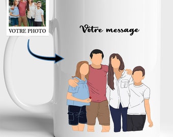 Mug De Portrait Illustré Sans Visage Votre Photo Personnalisé - Cadeau Pour Anniversaire Saint Valentin Noël Mariage - Imprimé en France