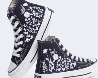 Embroidered Converse Chuck Taylor 1970s: Custom Halloween Wedding Shoes