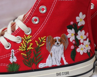 Custom Embroidered Converse Chuck Taylor 1970s: Pet & Floral Design