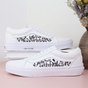 Custom Embroidered Wedding Vans: Bridal Flower Sneakers