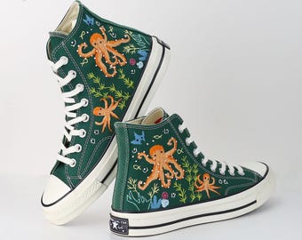 Zapatillas Converse Chuck Taylor con bordado personalizado: Ocean Octopus Shoes