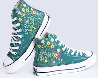 Custom Embroidered Converse Chuck Taylor 1970s: Floral Sneakers