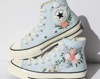 Custom Embroidered Wedding Converse/ Floral Bridal Sneakers