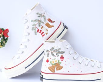 Embroidered Converse: Personalized Christmas Shoes with Santa & Reindeer