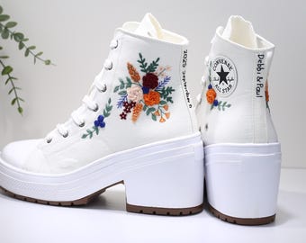 Converse Heels Wedding, Heel Converse High Tops Chuck Taylor, Personalized Wedding Converse Shoes, Bridesmaid Gift Shoe, Unique Gift For Her