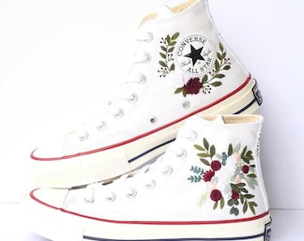 Custom Wedding Converse: Floral Embroidered Sneakers For Brides
