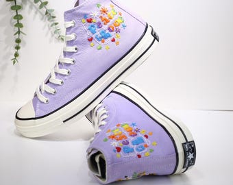 Geborduurde hoge sneakers van Converse: aangepaste sneakers met huisdierportret
