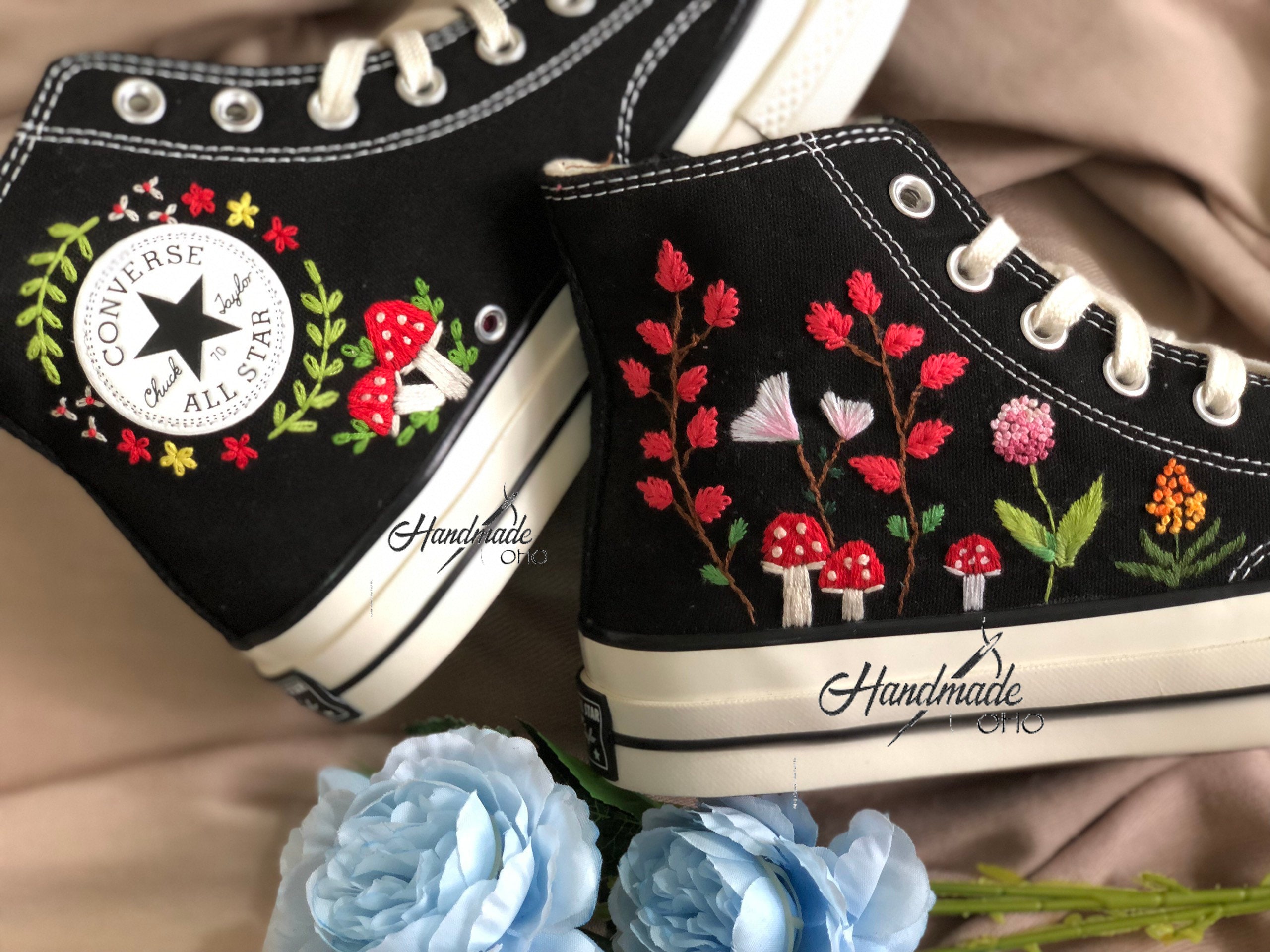Custom Embroidery Converse Embroidery Mushroom Shoes Etsy