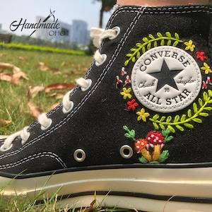 Converse leather cheap embroidered
