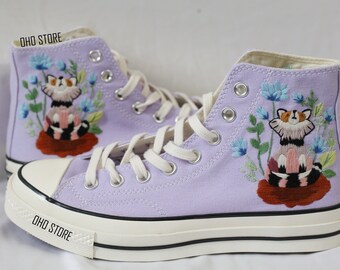 Raccoon Embroidered Converse: Custom Hand-Stitched Sneakers