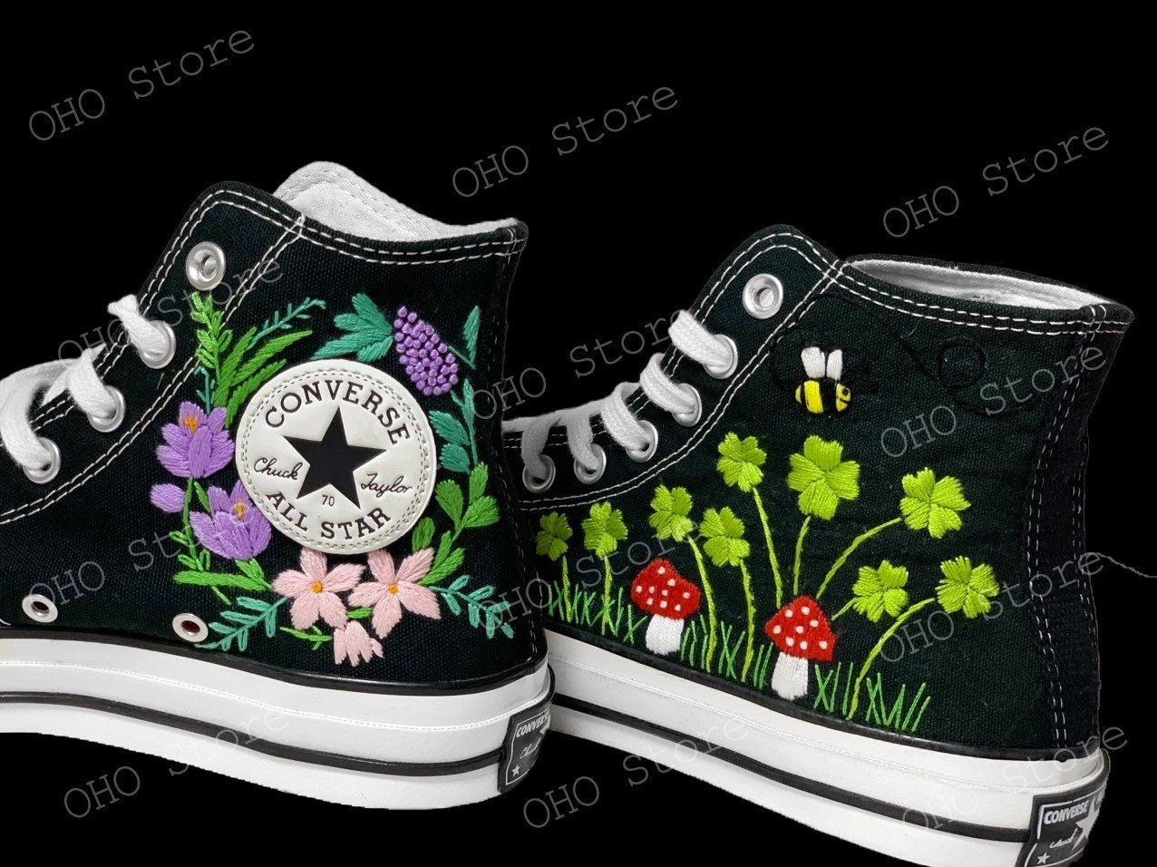 Custom Embroidery Halloween Converse White Platform Shoes Gift For Hal - QT  Embroidery