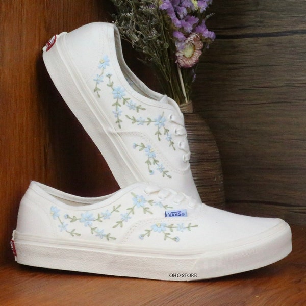 Custom wedding vans/ Flower Embroidered shoes/ Shoes for the bride/ Flower embroidered sneakers/ Personalized wedding date/ gift for her