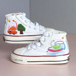 Embroidery converse kids/Custom embroidered dinosaur shoes/Toddler's,Little and Big kids embroidered shoes/Gifts birthday shoes/Gift for son