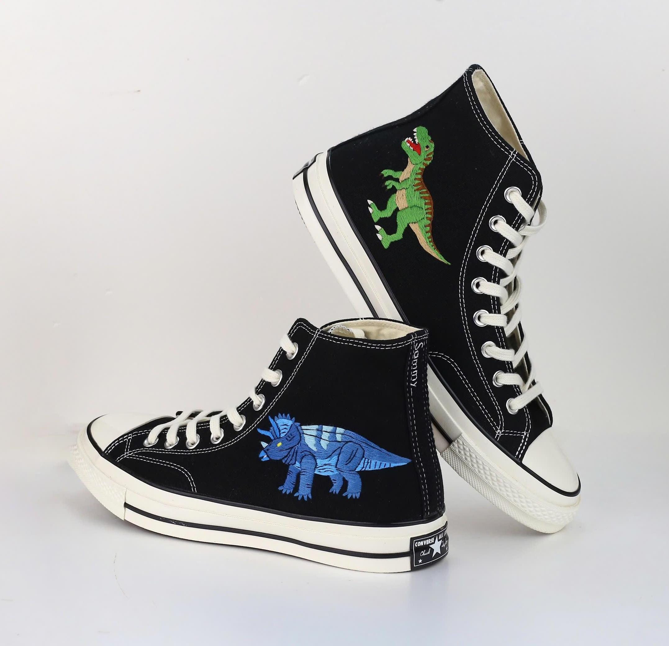 blue dinosaur converse