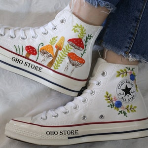 Custom Converse Chuck Taylor 70s Mushrooms Embroidered Converse Shoes/ Mushrooms Embroidered Converse Custom/ Mushrooms Embroidered Sneakers