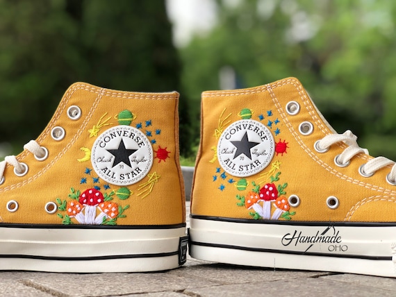 Custom Converse Chuck Taylor Mushrooms Embroidered Converse Shoes/ Mus - QT  Embroidery