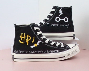Embroidered Anime Converse High Tops: Custom Halloween Shoes