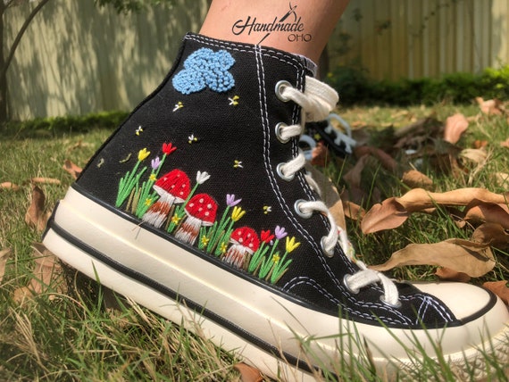 Custom Embroidery Converse Embroidery Mushroom Shoes - Etsy Custom Embroidery Converse Embroidery Mushroom Shoes - Etsy